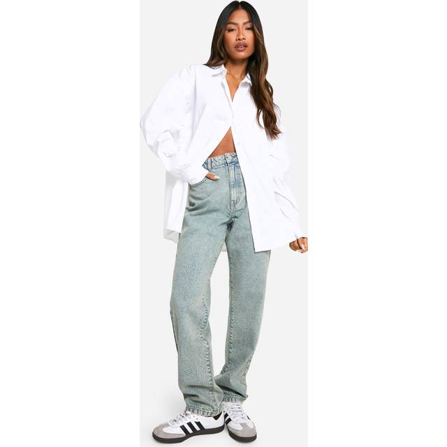 Womens Boohoo Basics 30 Inch Leg High Waisted Straight Leg Jeans - Grey - 12