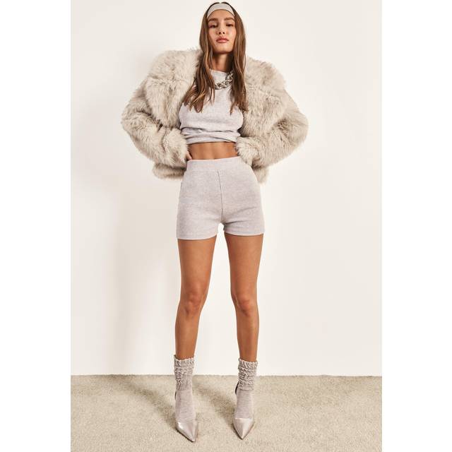 Womens Vintage Look Faux Fur Coat - White - 8, White