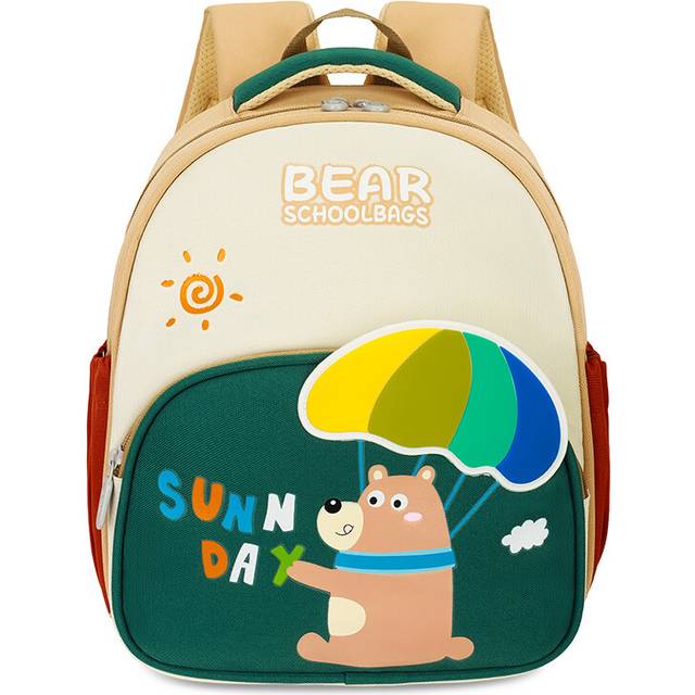(Khaki) Kids Backpack Nylon With Cute Anime Prints Durable And Lightweight For Toddlers