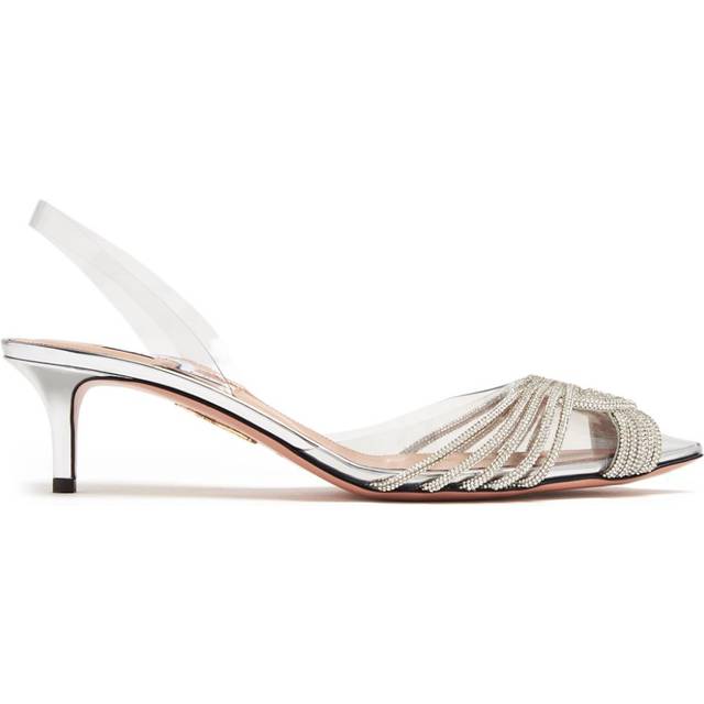 Aquazzura - 50mm Gatsby pumps - women - Crystal/Nappa Leather/PVC/Leather/Leather - 36 - Silver
