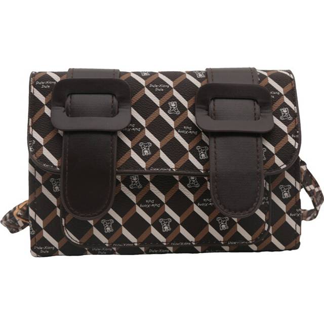(Coffee) 2024 Summer Versatile Pu Shoulder Bag For Women Chic Plaid And Lock Design