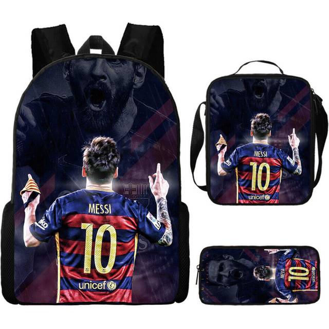 Football Star Messi Schoolbag Shoulder Backpack Student Book Kid Teenager Bag-as the picture-only a backpack