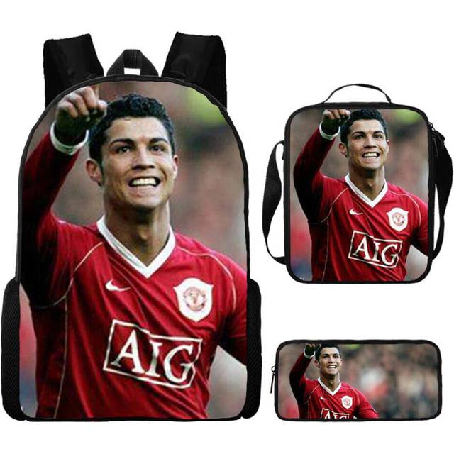 Football Star Ronaldo Backpack Schoolbag Shoulder Student Book Kids Teenager Bag-as the picture-only a backpack