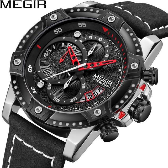 MEGIR Mens Watches Top Brand Luxury Wrist Watch Man Fashion Waterproof Chronograph Sports Watches Quartz Wristwatch Reloj Hombre brown