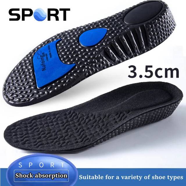 (3.5CM Black, EU35 36) 1Pair Height Increase Insoles Breathable Orthopedic Heel Lift Insole