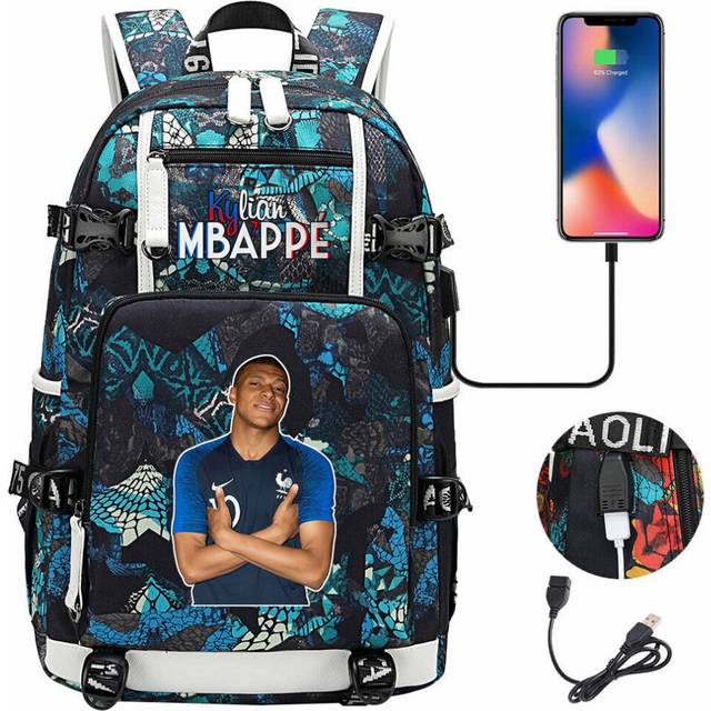 42 Football Print USB Youth Student Backpack-as the picture-48CMX30CMX15CM