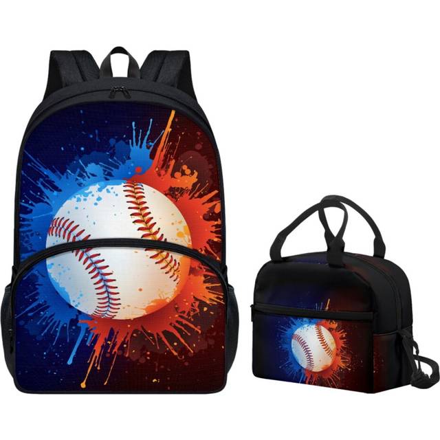 Ball Printed Backpack for School Bag Kids Bag with Lunch Bag For Teens Boys Men-as the picture-