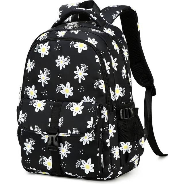 (Black) Daisy Backpack for Girl,| Daisy Print Girls Backpack for Elementary Secondary School Bags