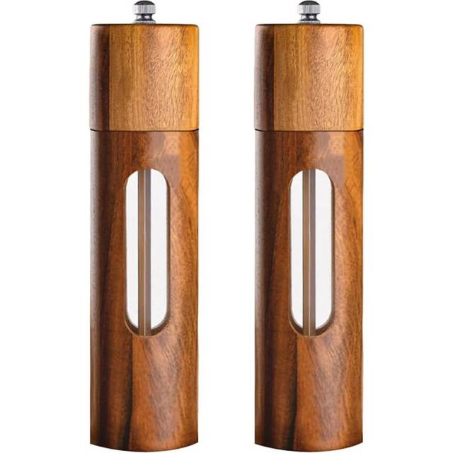 2 PCS Wooden Manual Pepper Grinder Set -with Adjustable Coarseness, for Home kitchen