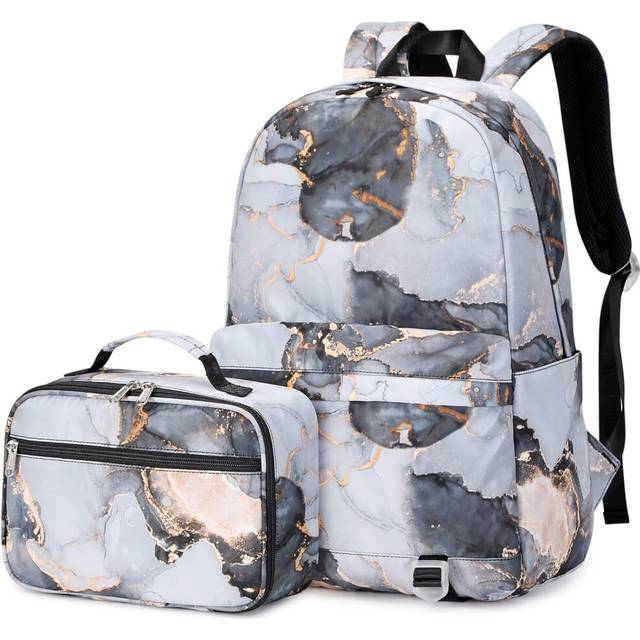 (Black) Cute Backpack Girl Daypack School Bag with Cute Bento Bag 2 Piece Set for High School Teens Knapsack College Bookbag Travel Casual Women Rucks