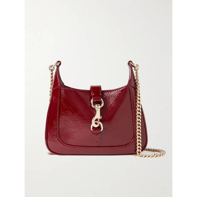 Gucci - Jackie Notte Mini Crinkled Patent-leather Shoulder Bag - Red - One size