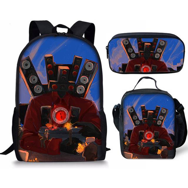 (Style 03) 3PCS Skibidi Toilet Backpack Student Shoulder Bags