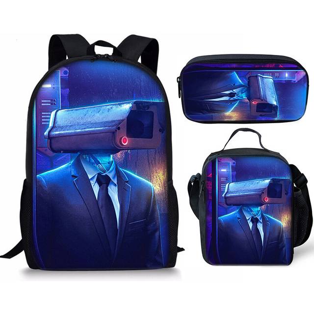(Style 15) 3PCS Skibidi Toilet Backpack Student Shoulder Bags