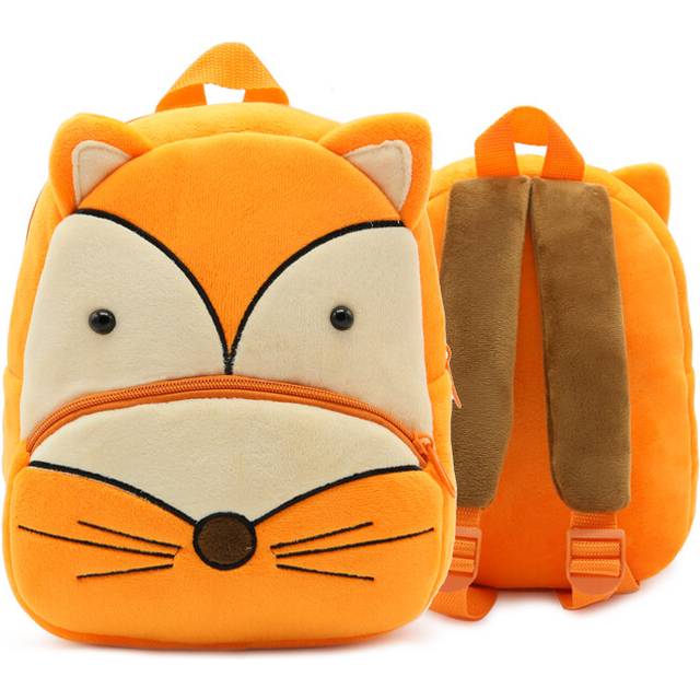 (fox) Cartoon cute plush backpack animal backpack boy girl school backpack outing leisure bag