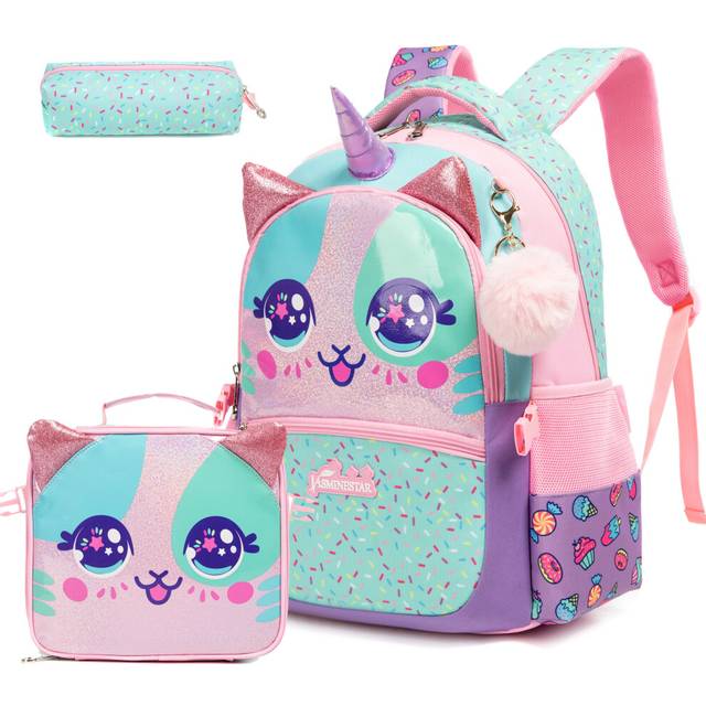 (pink) Kids Backpacks for Girls School Bag with Lunch Box School Backpack for Girls Set