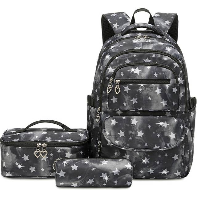 (Sky black) Schoolbag Lunch Bag For Girls&Boys Multi-function Backpack