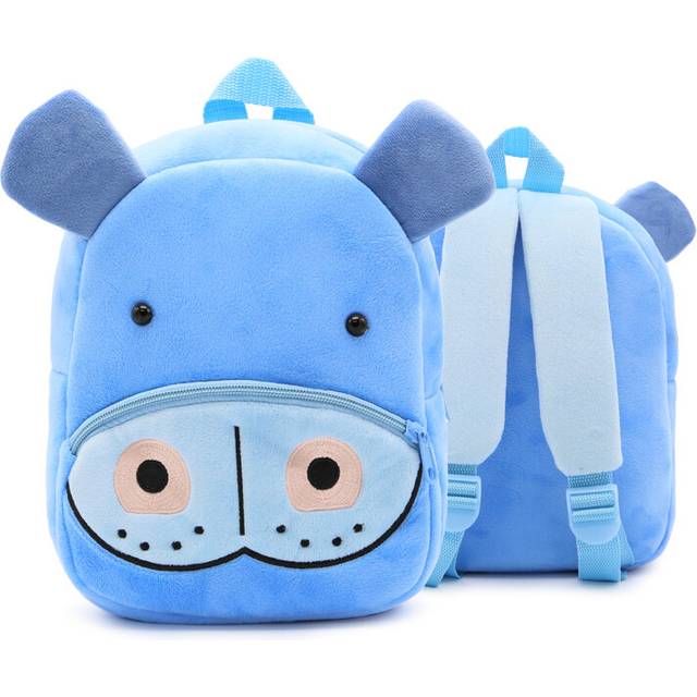 (hippo) Cartoon cute plush backpack animal backpack boy girl school backpack outing leisure bag
