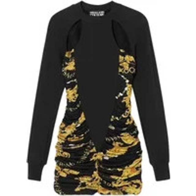 Versace Jeans Couture, Short Dresses, female, Black, L, Organzino Chain Black Gold Dress
