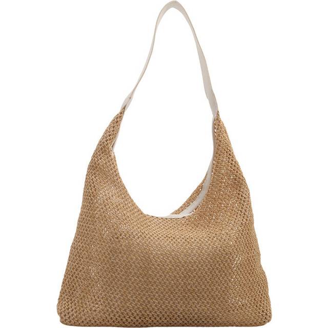 (White) Contemporary Street Style Woven Handbag In White Yellow Black Coffee Beautifully Crafted