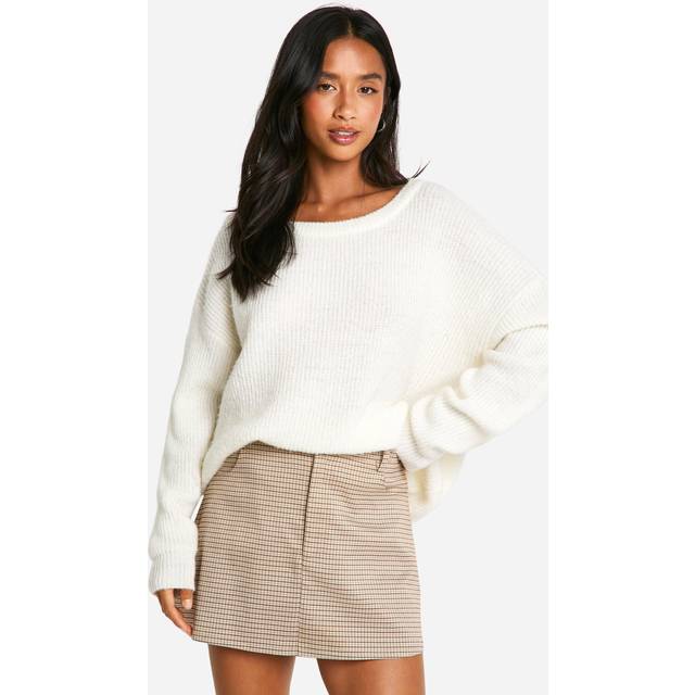 Womens Petite Check Micro Mini Skirt - Beige - 14, Beige