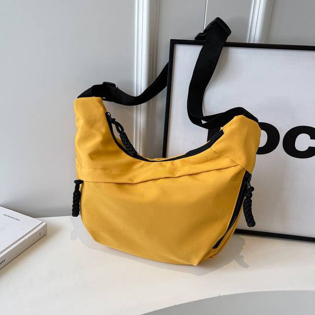 (Yellow) Nylon Trendy Tote Bag For Women Large Capacity Street Style Casual Shoulder Crossbody Bag