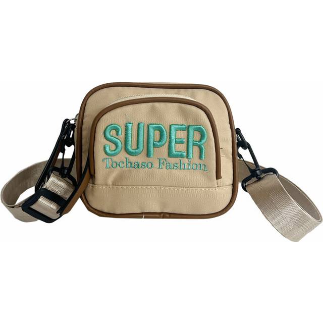 (Khaki) Adorable Kids Crossbody Purse With Fun Letter Embroidery In Vibrant Colors