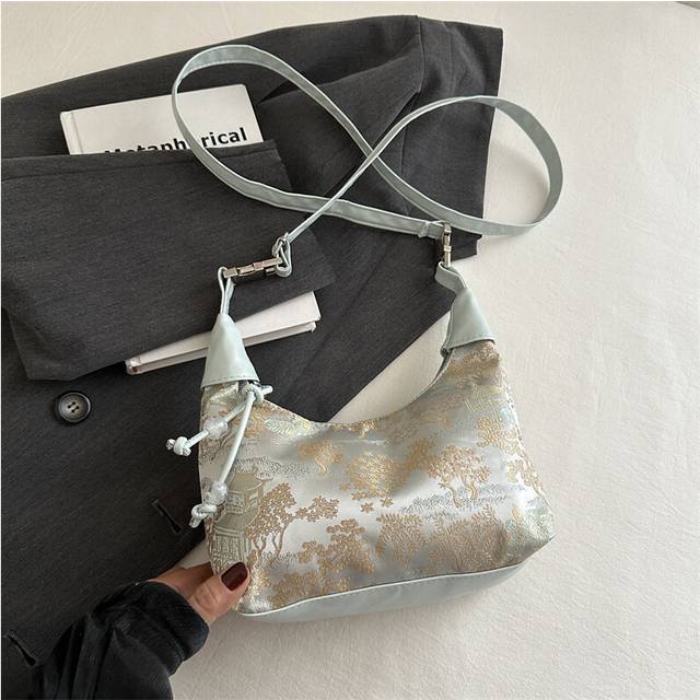 (Blue) Beautifully Crafted Small Silk Handbag For Women Trendy Street Style Bag Available In White Blue Pink