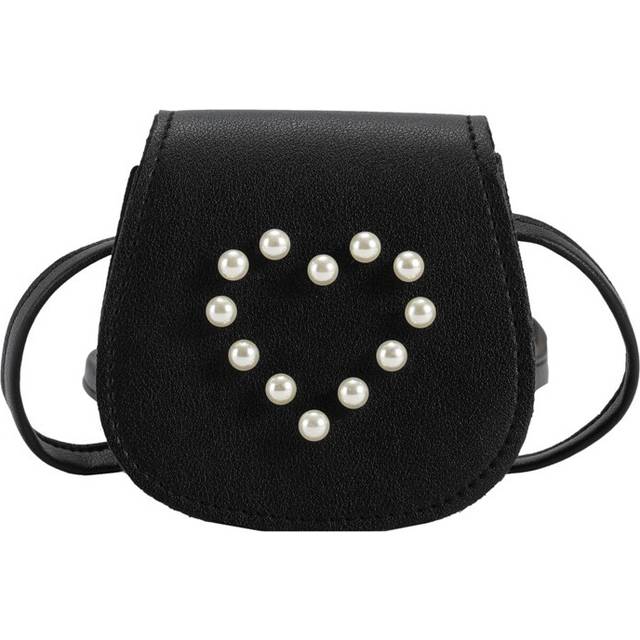 (Black) Stylish White Pink And Purple Mini Backpack For Kids With Fashionable Pearl Accents