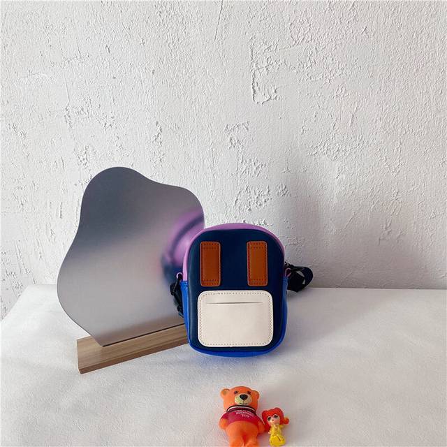 (Blue) Pu Adorable Childrens Leather Crossbody Bag With Unique Shape Pattern Design