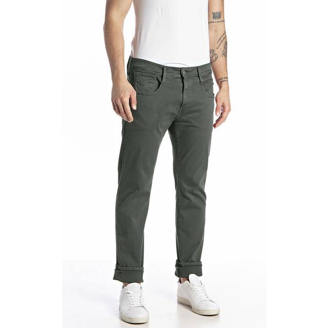 REPLAY Anbass Trousers Slim Hyperflex Colour Xlite |Khaki green |29 x 32