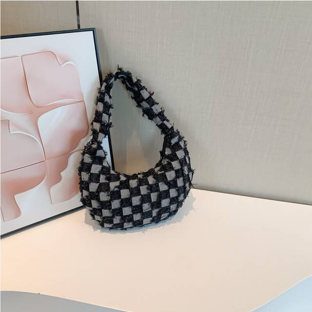 (StyleA) Trendy Crescent Canvas Crossbody Bag For Women Chic Street Style Medium Size