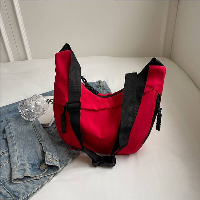 (Burgundy) Trendy Nylon Tote Bag For Women Large Capacity Street Style Casual Shoulder Crossbody Bag