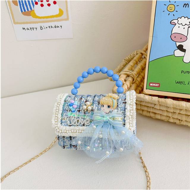 (Blue) Fashionable Little Girl Crossbody Bag Charming Princess Theme With Versatile Breathable Fabric