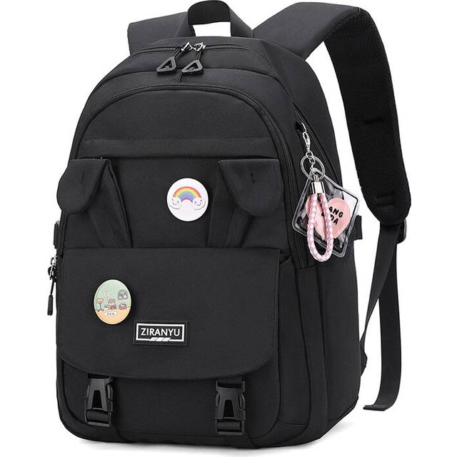 (black) School Bags for Girls, Backpack Womens Waterproof Book Bags with Laptop Compartment & Anti Theft Casual Daypacks for Primary Junior High Unive