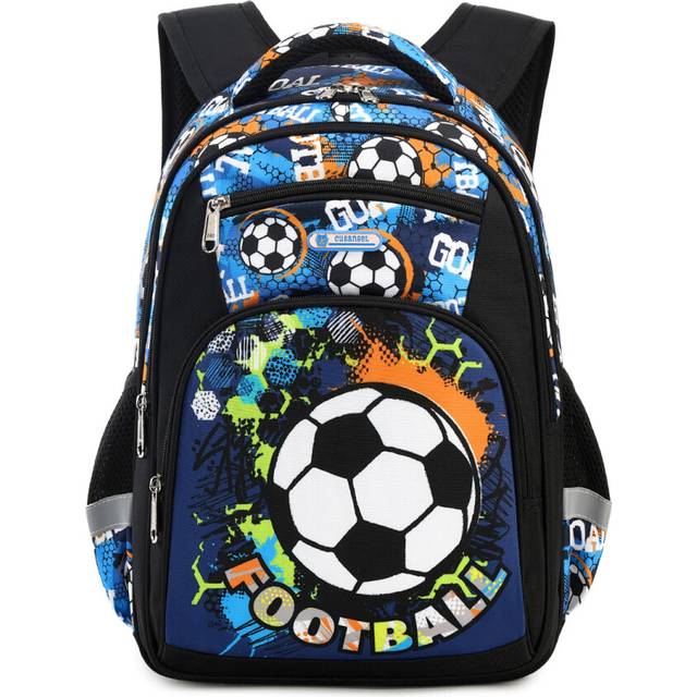 (blue) School Bags for Boys Large Backpack for Teenage Girls Multi Pocket Travel Activity Back Packs Men Football Print Kids Rucksack Laptop Backpack