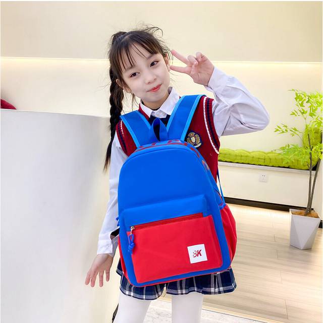 (Blue Red Small) Modern And Trendy Dual Shoulder Backpack For Children With Fun And Colorful Patterns
