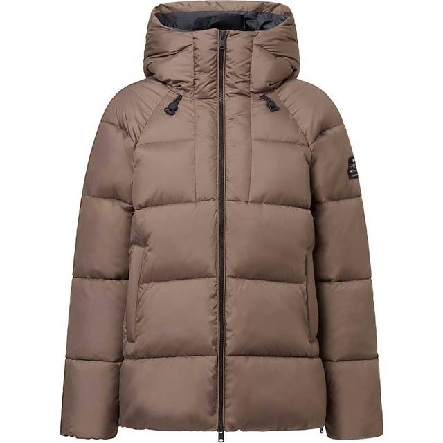 ECOALF för kvinnor. MCWGAJKFUJIA0987W24-283 Brun Fuji Coat (S), Casual, Lång ärm, Återvunnen polyester, Hållbar (S)