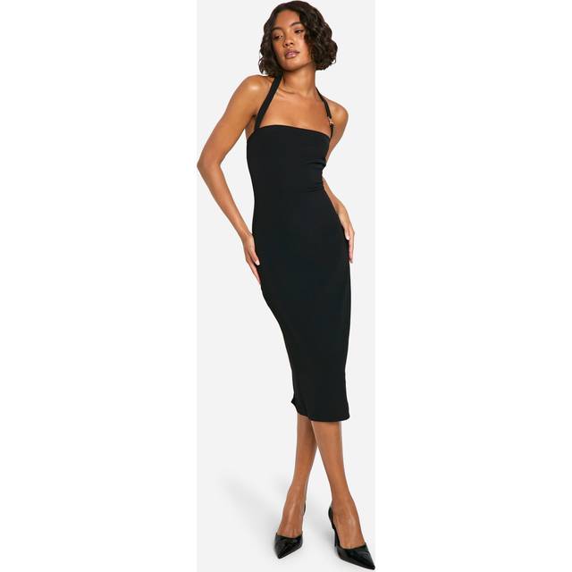 Womens Tall Halter Strap Detail Bodycon Midi Dress - Black - 16, Black