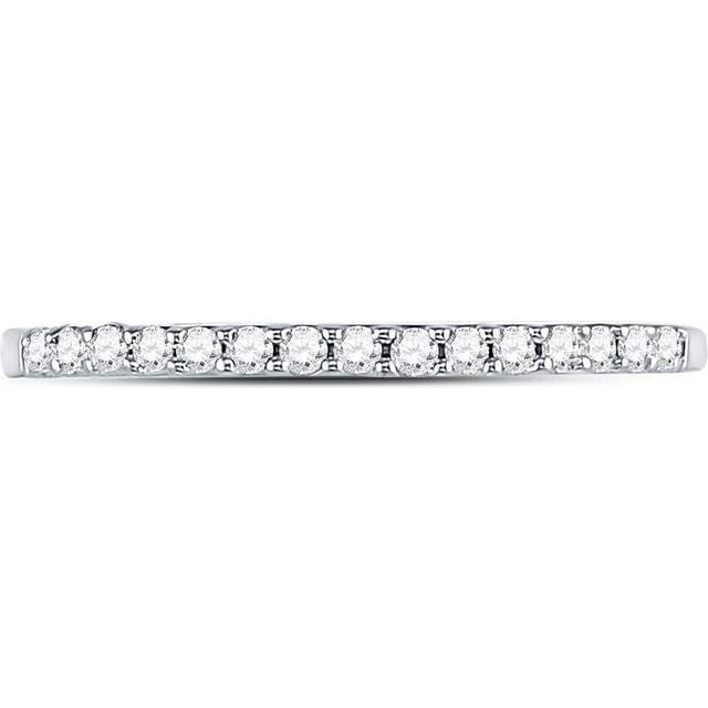 GND 84748 0.16 CTW 14k White Gold Round Diamond Womens Slender Stackable Wedding Band, Size 6