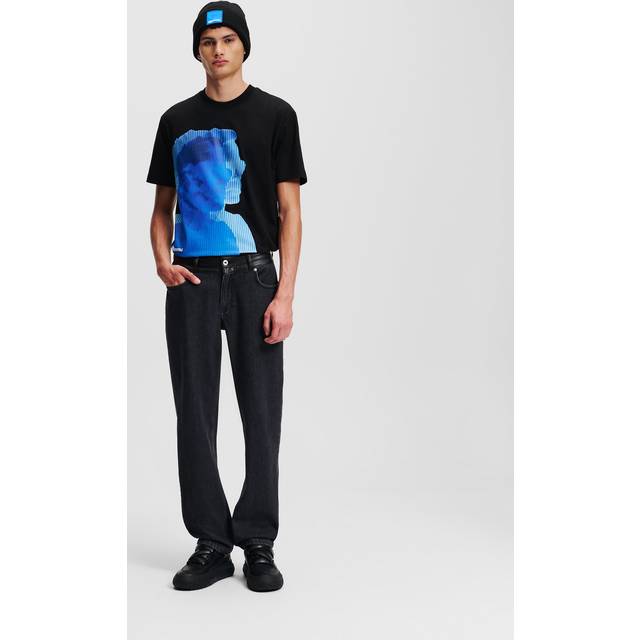 KL Jeans, Faux-leather Straight Jeans, Man, STONE BLACK, Size: W31 L30 - Stone Black