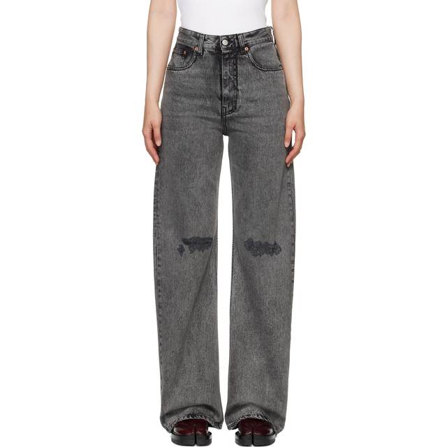 MM6 Maison Margiela Gray Two-Tone 5-Pocket Jeans - 900 Black - WAIST US 30