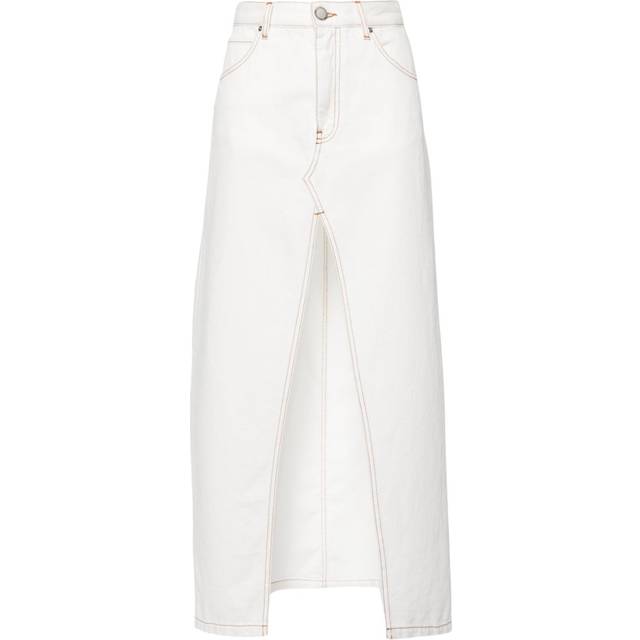 PINKO - embroidered denim skirt - women - Cotton/Cotton - 42 - White