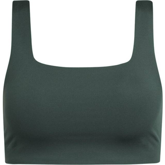 Girlfriend Womens Tommy Cropped Square Neck Bra - Moss - xxs