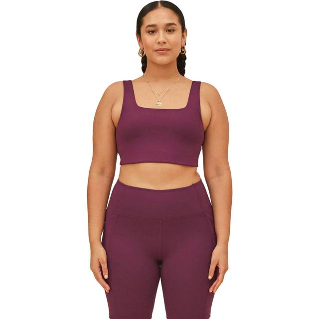 Girlfriend Collective Girlfriend Collective Womens/ladies Tommy Cropped Square Neck Bra  - XL, Plum