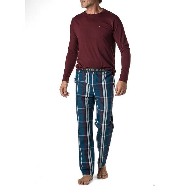 Tommy Hilfiger Original Long Sleeve Top &amp; Check Bottom Woven Pyjama Set - Multi, Multi, Size 2Xl, Men - Print - 2XL