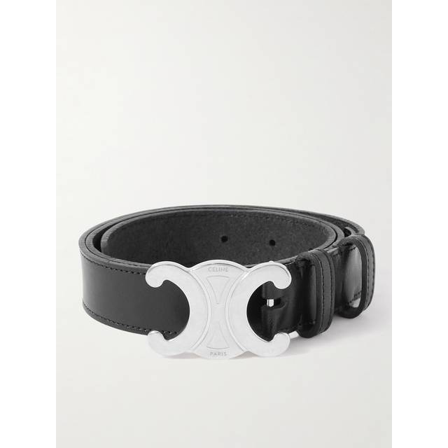CELINE HOMME - 3cm Triomphe Leather Belt - Men - Black - EU 90