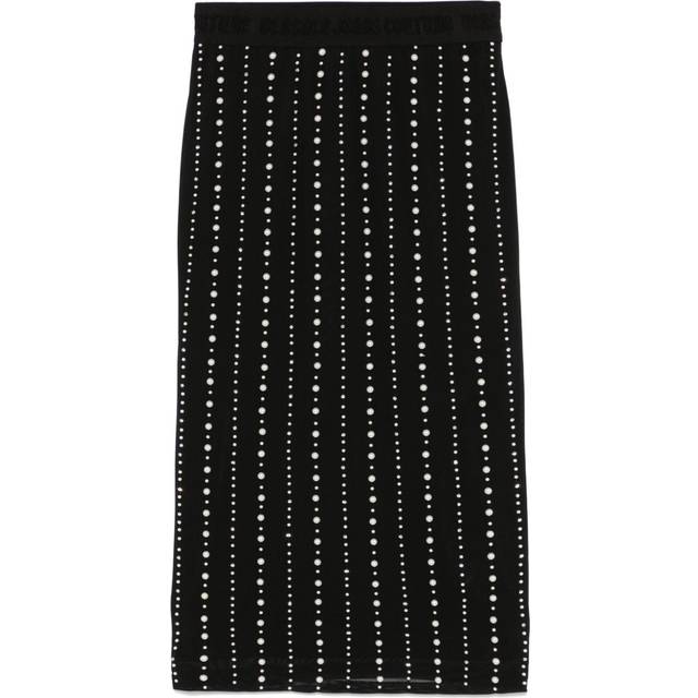 Versace Jeans Couture - pearl-embellished midi skirt - women - Polyester - S - Black
