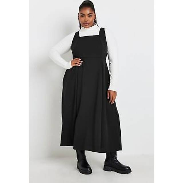 Yours Curve Black Pinafore Midaxi Dress, Women's Curve & Plus Size, Yours - 26-28
