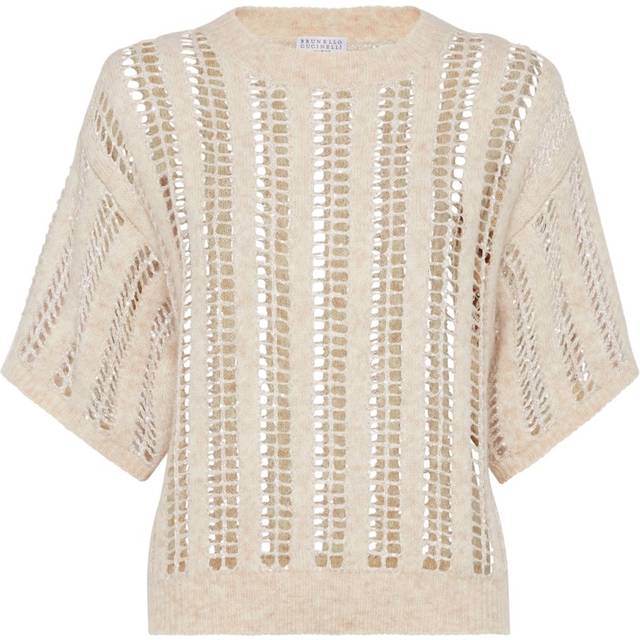 Brunello Cucinelli - open-knit jumper - women - Mohair/Wool - S - Neutrals