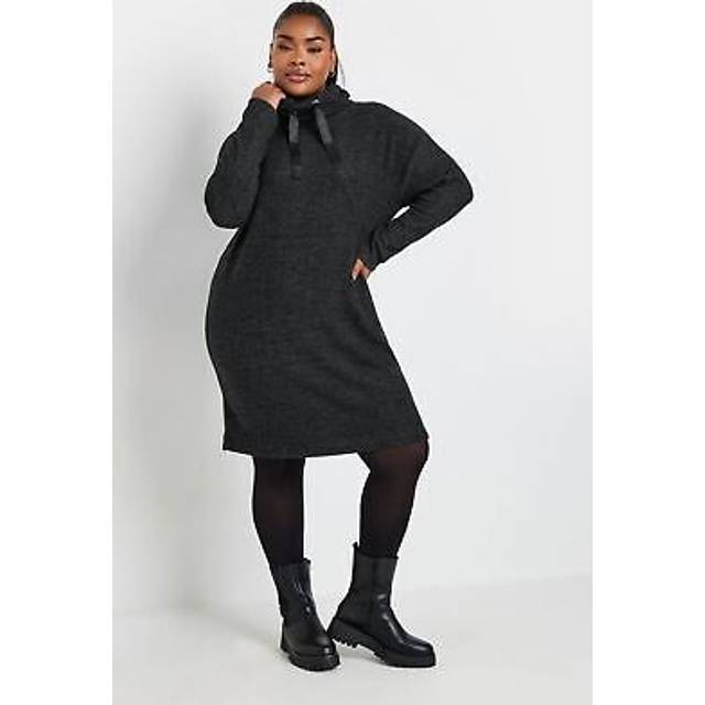 Yours Curve Light Blue Soft Touch Drawstring Hoodie Dress, Women's Curve & Plus Size, Yours - 30-32